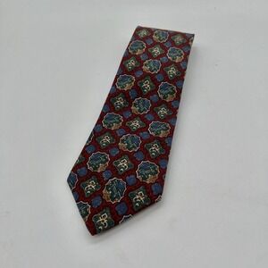 Christian Dior Monsieur‎ Classic Tie Red Blue Castle 100% Silk Woven Italy USA